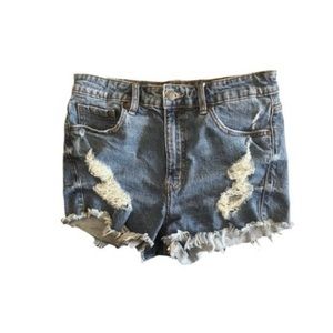 Eunina Lulu High Rise Cut Off Shortie Jean Shorts